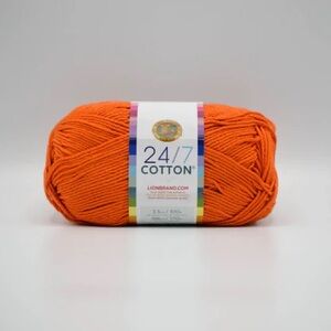 Lion Brand 24/7 Cotton Yarn in Colorway “Tangerine”